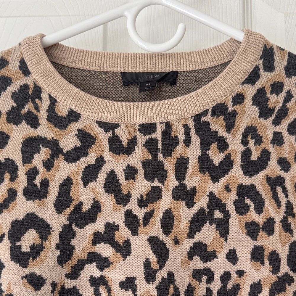 J. Crew Leopard Print Crewneck Sweater in Tan and Black